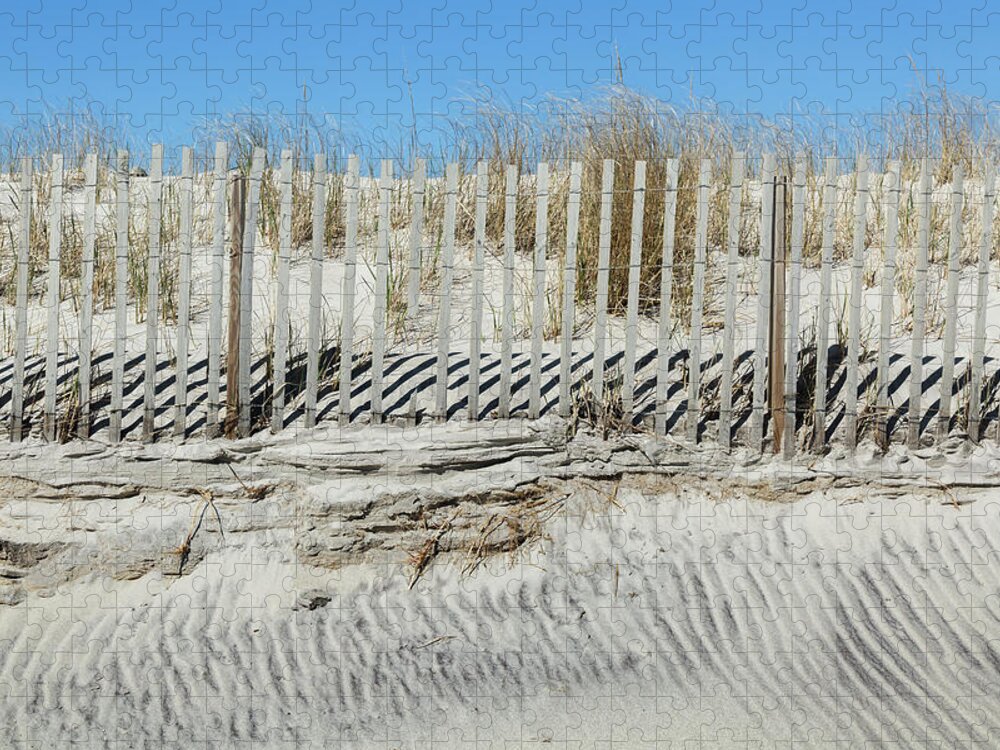 Long Beach Jigsaw Puzzle featuring the photograph Sand Dune and Fence by Cate Franklyn