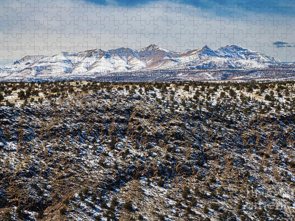 America Jigsaw Puzzle featuring the photograph Sandia Moutains in Winter by Thomas Marchessault