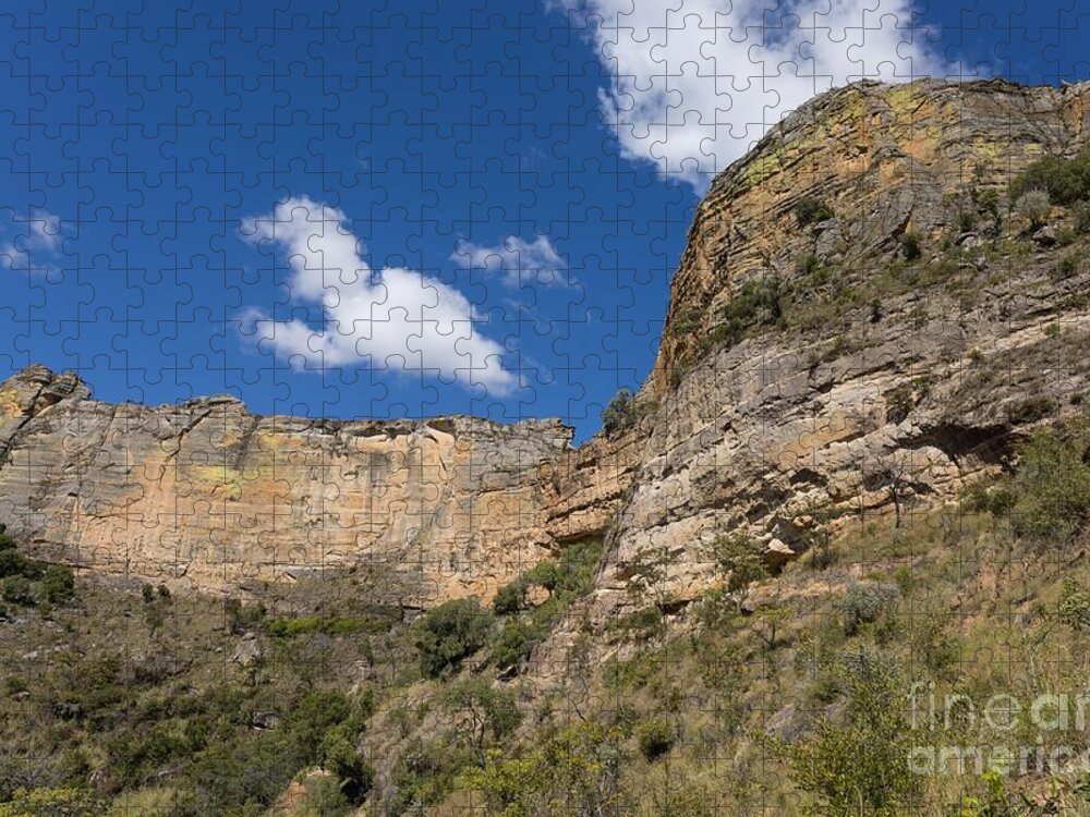 Sandstone Cliffs Jigsaw Puzzle featuring the photograph Sandstone Cliffs by Eva Lechner