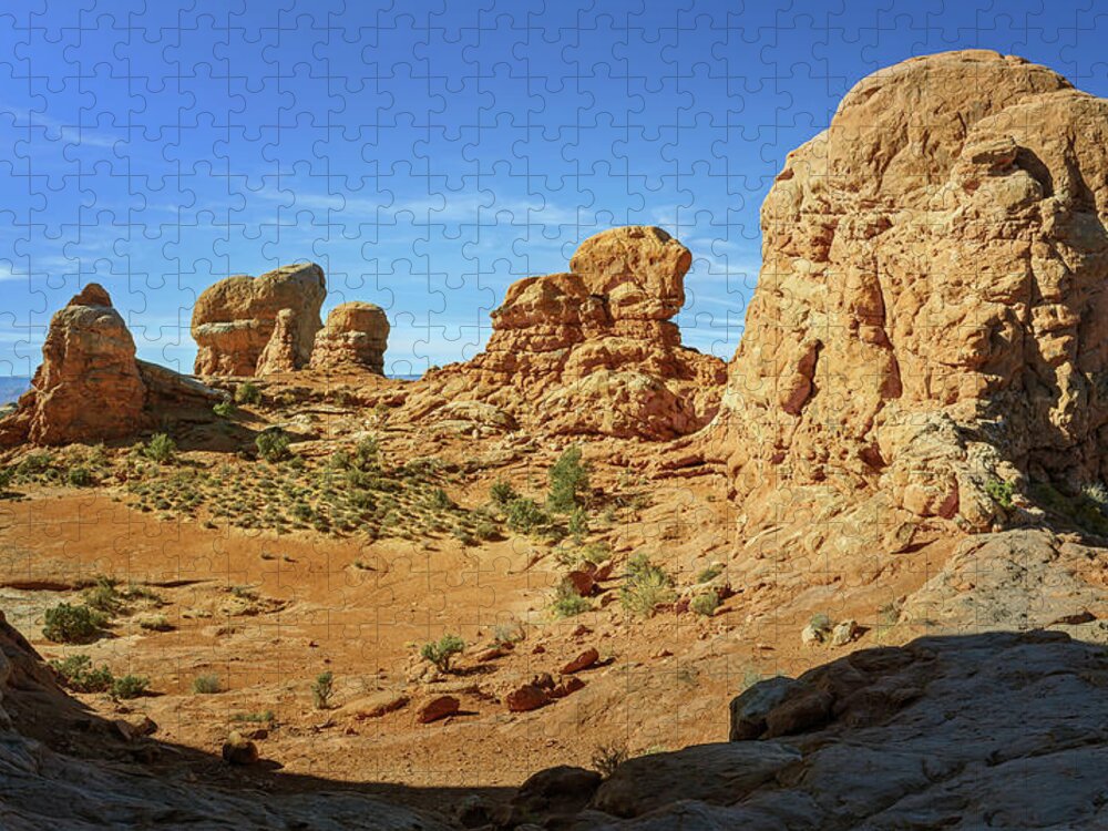 Arches Jigsaw Puzzle featuring the photograph Sandstone Towers of Arches National Park Moab Utah by Joan Carroll