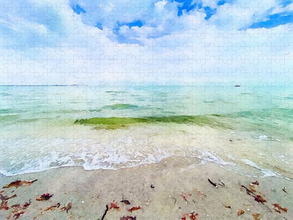 Beach Jigsaw Puzzle featuring the photograph Sanibel Waves by Susan Rydberg