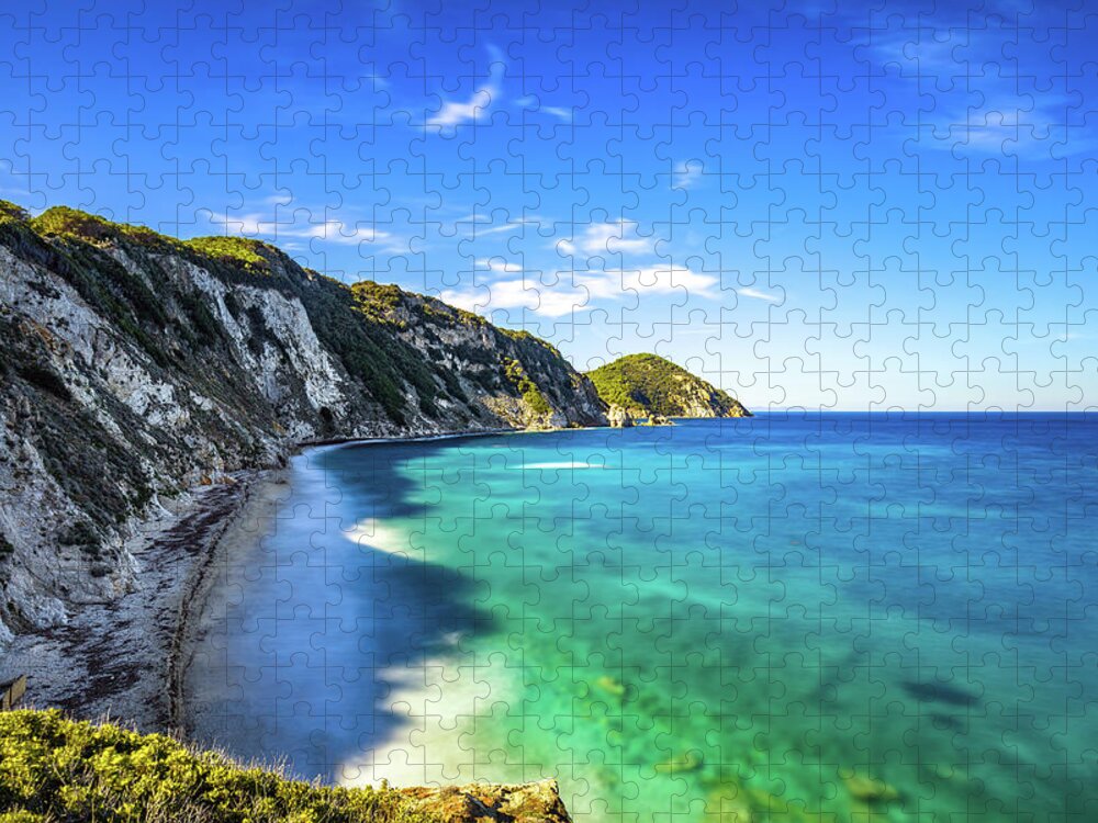 Elba Jigsaw Puzzle featuring the photograph Sansone beach. Portoferraio, Elba island by Stefano Orazzini