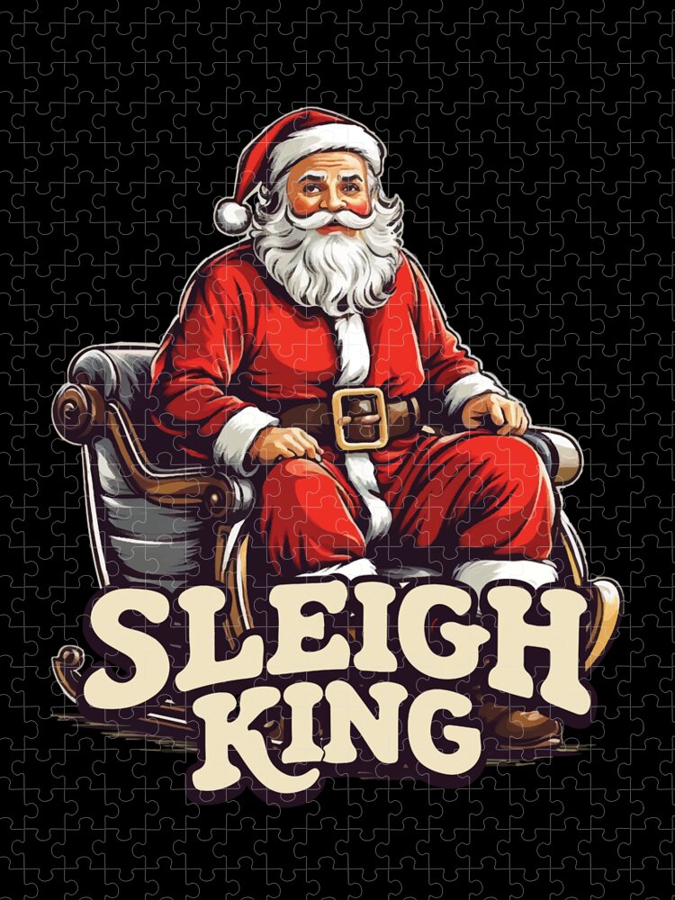 Christmas 2023 Jigsaw Puzzle featuring the digital art Santa Sleigh King Christmas by Flippin Sweet Gear