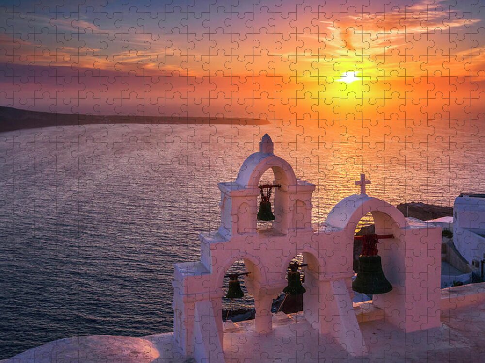 Greece Jigsaw Puzzle featuring the photograph Santorini Sunset by Evgeni Dinev