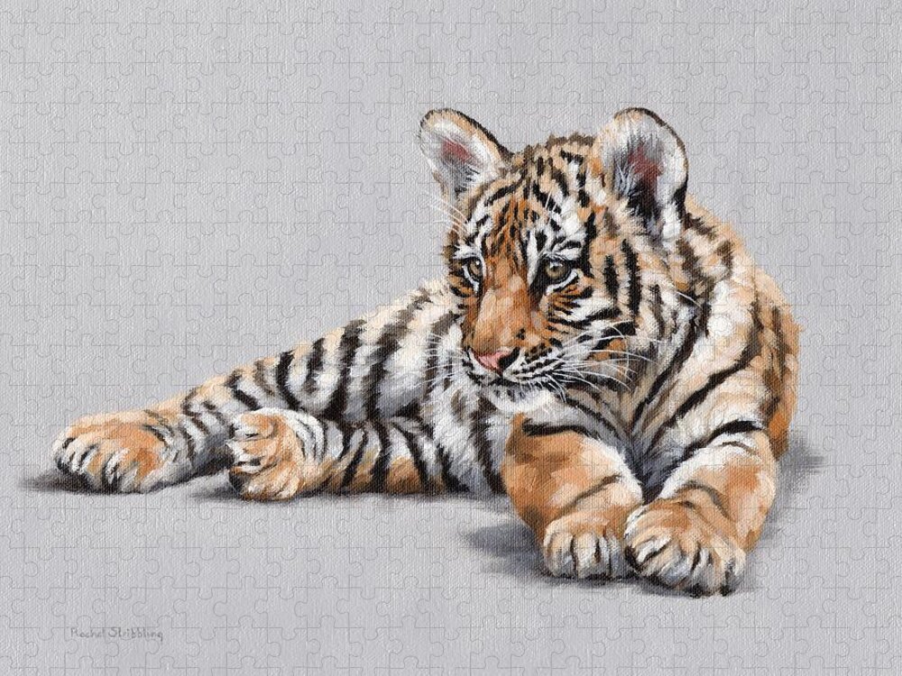 Tiger Cub Jigsaw Puzzle featuring the painting Sasha by Rachel Stribbling