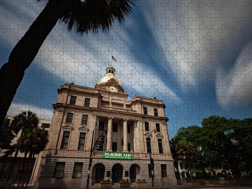 Savannah Jigsaw Puzzle featuring the photograph Savannah City Hall Color by Kenny Thomas