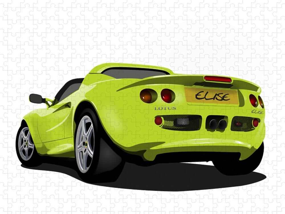 Sports Car Jigsaw Puzzle featuring the digital art Scandal Green S1 Series One Elise Classic Sports Car by Moospeed Art