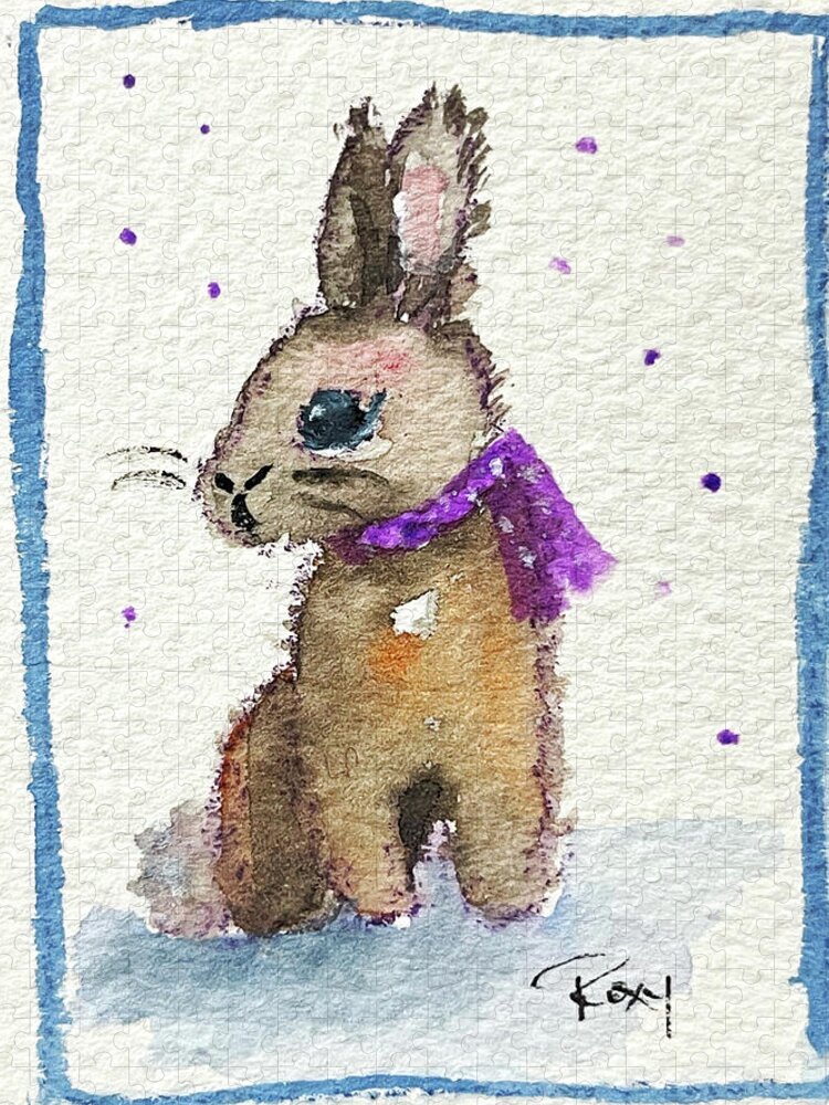 Drunk Bunny Jigsaw Puzzle featuring the painting Scarf Bunny by Roxy Rich