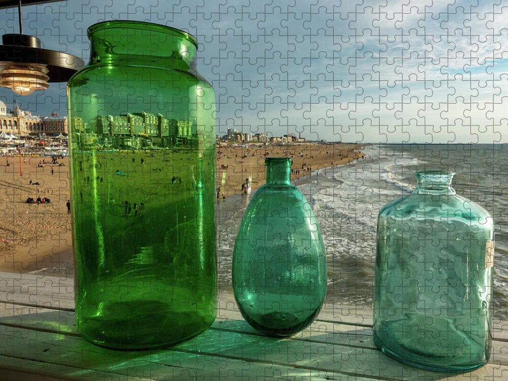 Netherlands Jigsaw Puzzle featuring the photograph Scheveingen Beach Interpretation by Marian Tagliarino