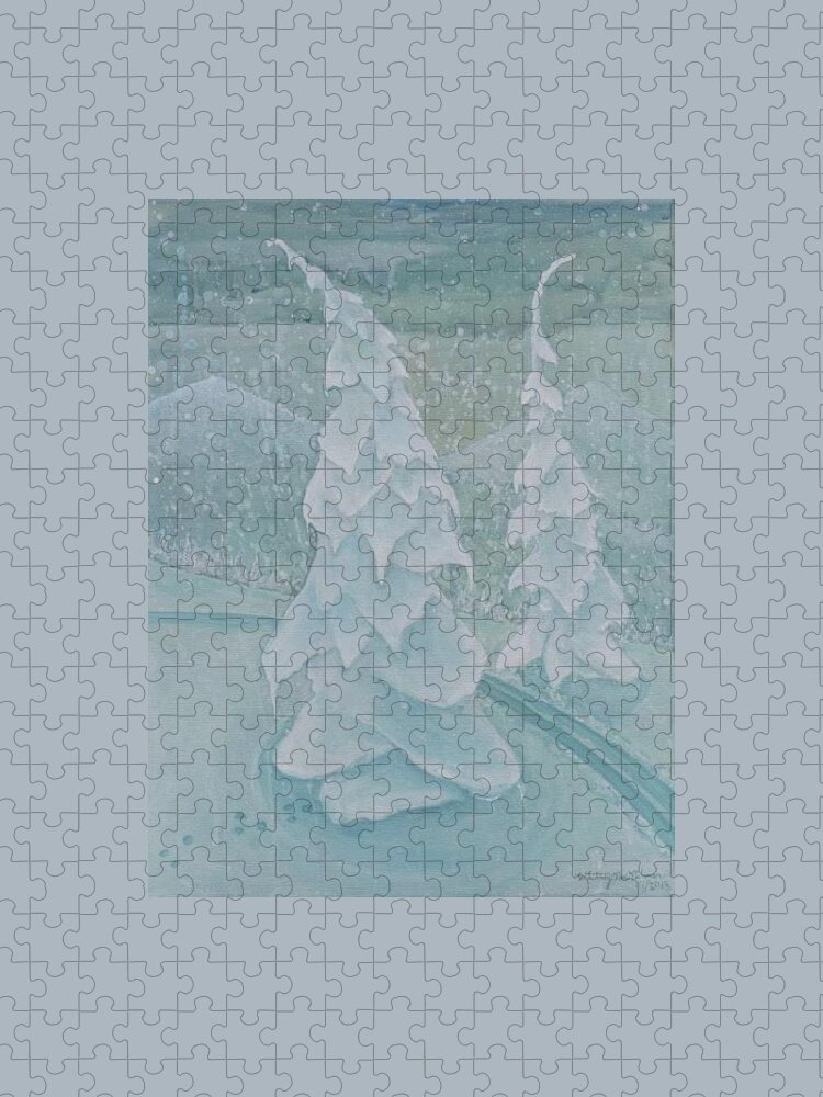 Snowghost Trees Jigsaw Puzzle featuring the painting Schwizzing by Whitney Palmer