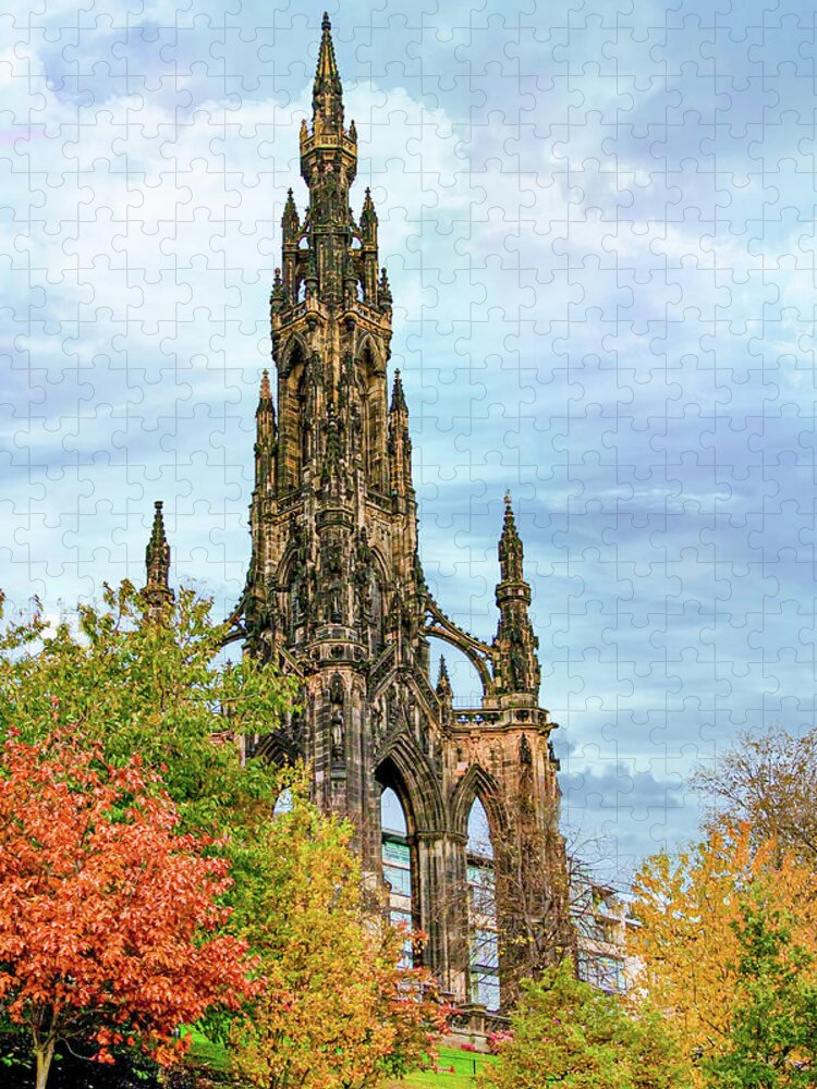 Edinburgh Jigsaw Puzzle featuring the digital art Scots Memorial by SnapHappy Photos