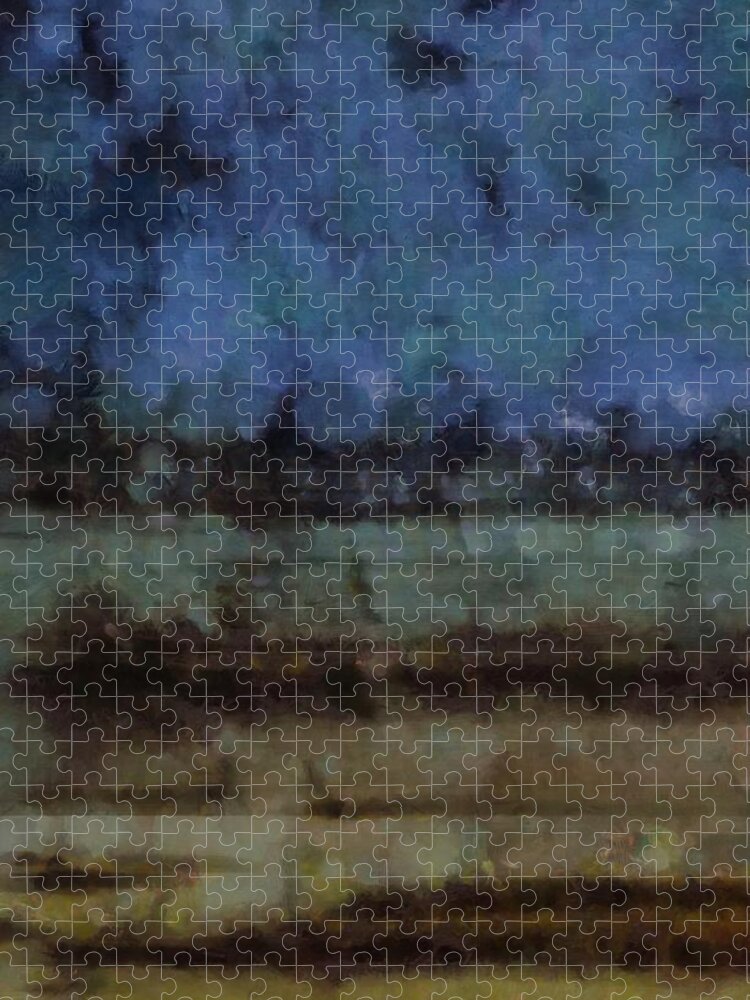 Sun Jigsaw Puzzle featuring the mixed media Sea and Sky Abstract by Christopher Reed