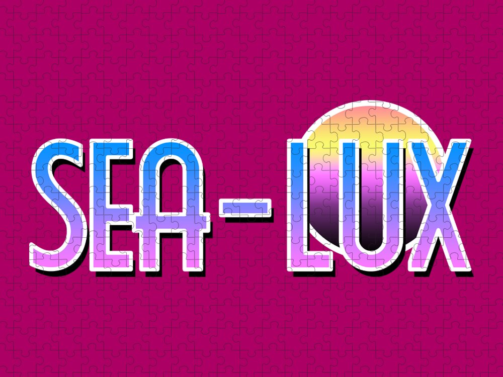 Sea Jigsaw Puzzle featuring the digital art Sea Lux Retro Resort Logo by Christopher Lotito