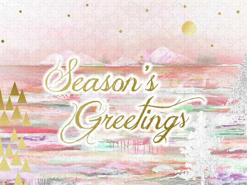 Season's Greetings Jigsaw Puzzle featuring the mixed media Season's Greetings by Claudia Schoen