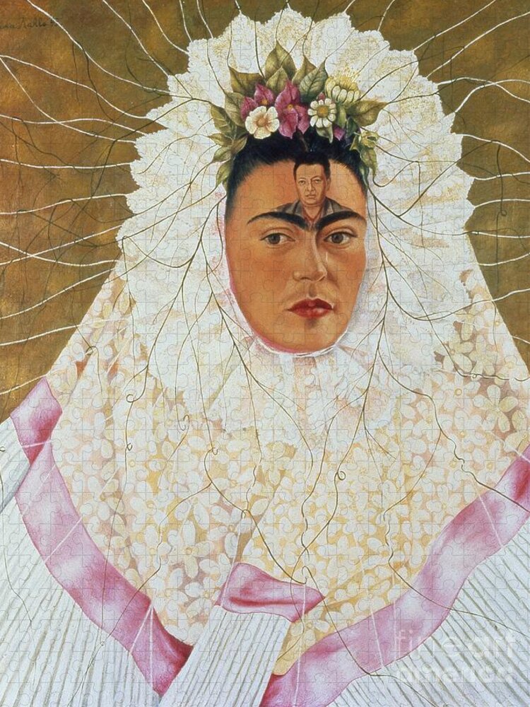 1943 Jigsaw Puzzle featuring the painting Self-portrait as Tehuana - Diego On My Mind by Frida Kahlo
