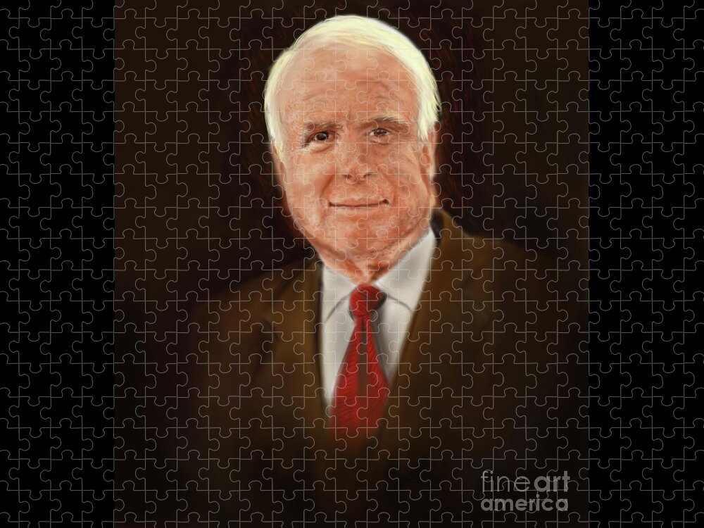 Sen. John Mccain Jigsaw Puzzle featuring the painting Senator John McCain by Remy Francis