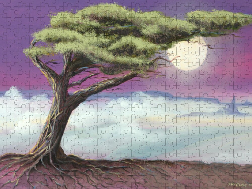 Landscape Jigsaw Puzzle featuring the painting Sentinel of the Canyon by Jerry McElroy