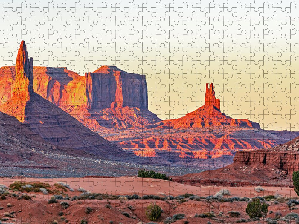 Arizona Jigsaw Puzzle featuring the photograph September 2022 Monument Valley Sunset by Alain Zarinelli
