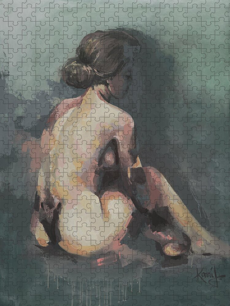 Nude Painting Jigsaw Puzzle featuring the painting Serenity by Konni Jensen