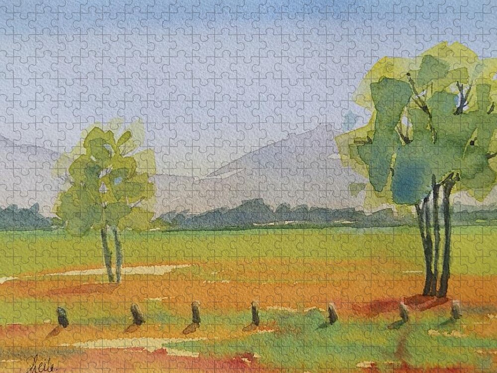 Landscape Jigsaw Puzzle featuring the painting Serenity by Sheila Romard
