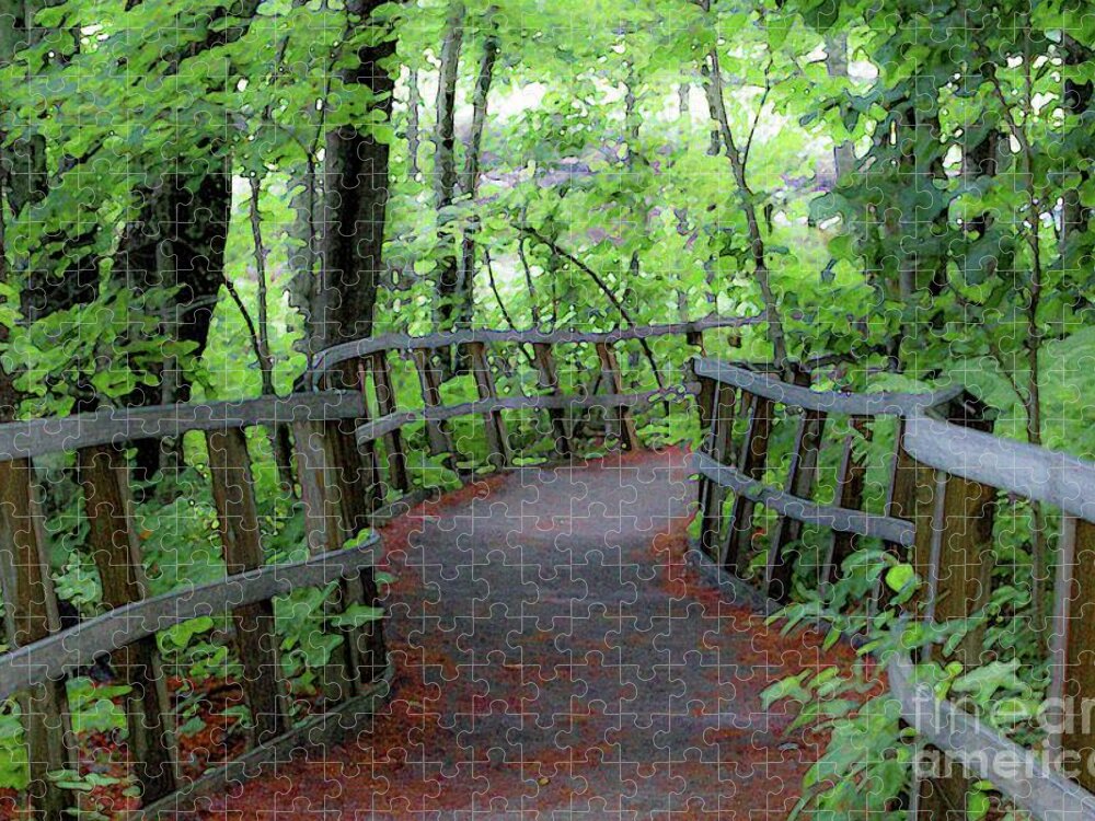 Maine Jigsaw Puzzle featuring the digital art Shaded Walk by Patti Powers