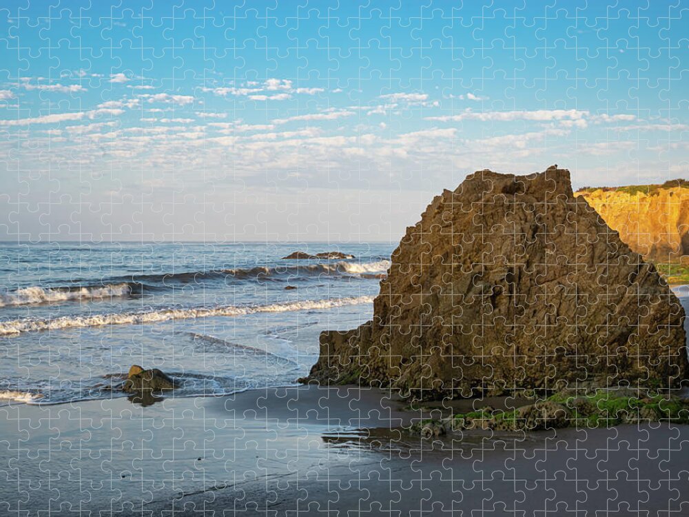 Beach Jigsaw Puzzle featuring the photograph Shady Morning on the Beach in Malibu by Matthew DeGrushe