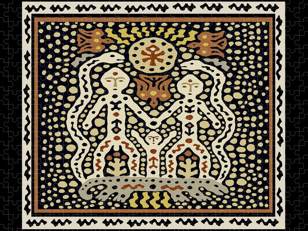  Jigsaw Puzzle featuring the digital art Shaman Family Spirit Play Mat by Vagabond Folk Art - Virginia Vivier