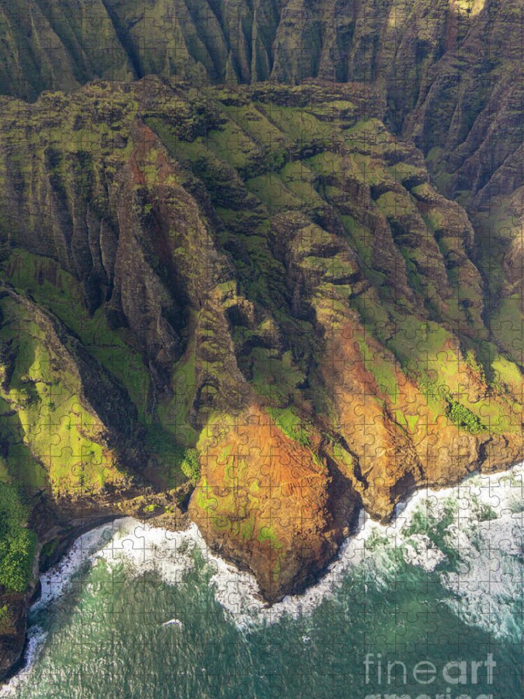 Hawaii Jigsaw Puzzle featuring the photograph Shapes of the Na Pali Coast of Kauai by Nancy Gleason