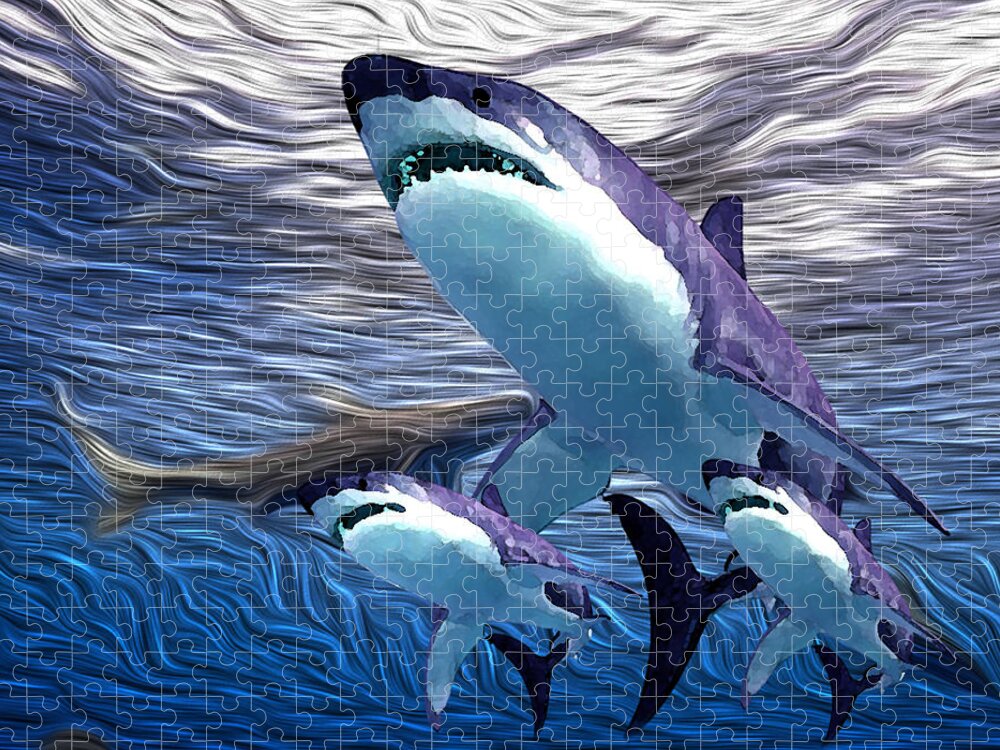 Shark Tank Jigsaw Puzzle featuring the digital art Shark Tank 5 by Aldane Wynter
