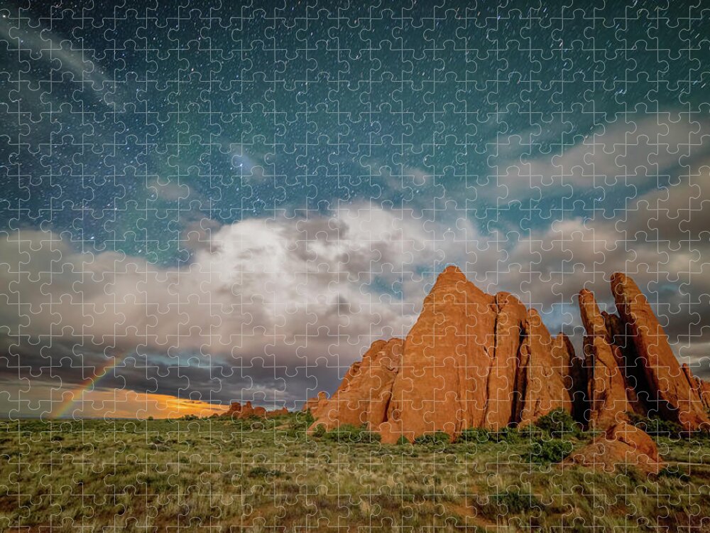 Arches Jigsaw Puzzle featuring the photograph Sharkfin Moonbow by Darren White