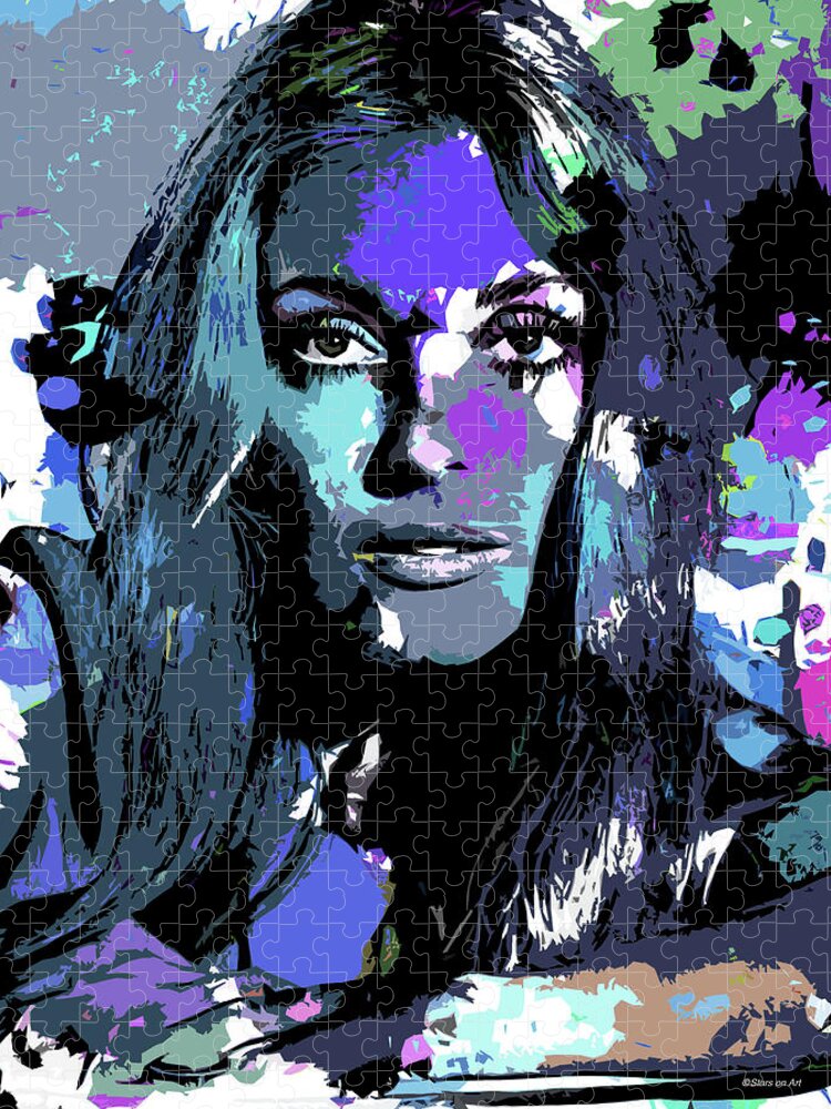 Sharon Jigsaw Puzzle featuring the digital art Sharon Tate psychedelic portrait by Movie World Posters