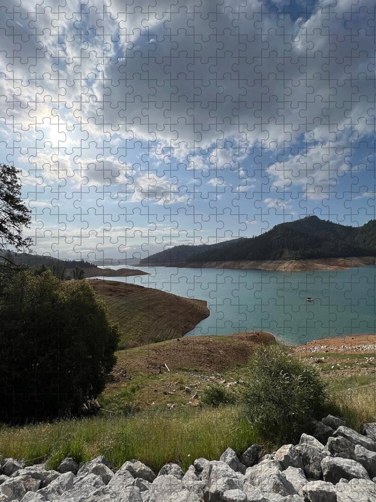 Shasta Lake Jigsaw Puzzle featuring the photograph Shasta Lake in April by Bonnie Bruno