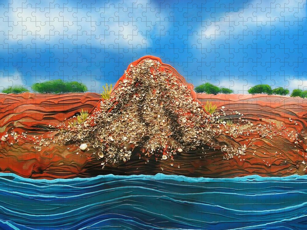 Shell Mound Jigsaw Puzzle featuring the painting Shell Mound by Joan Stratton
