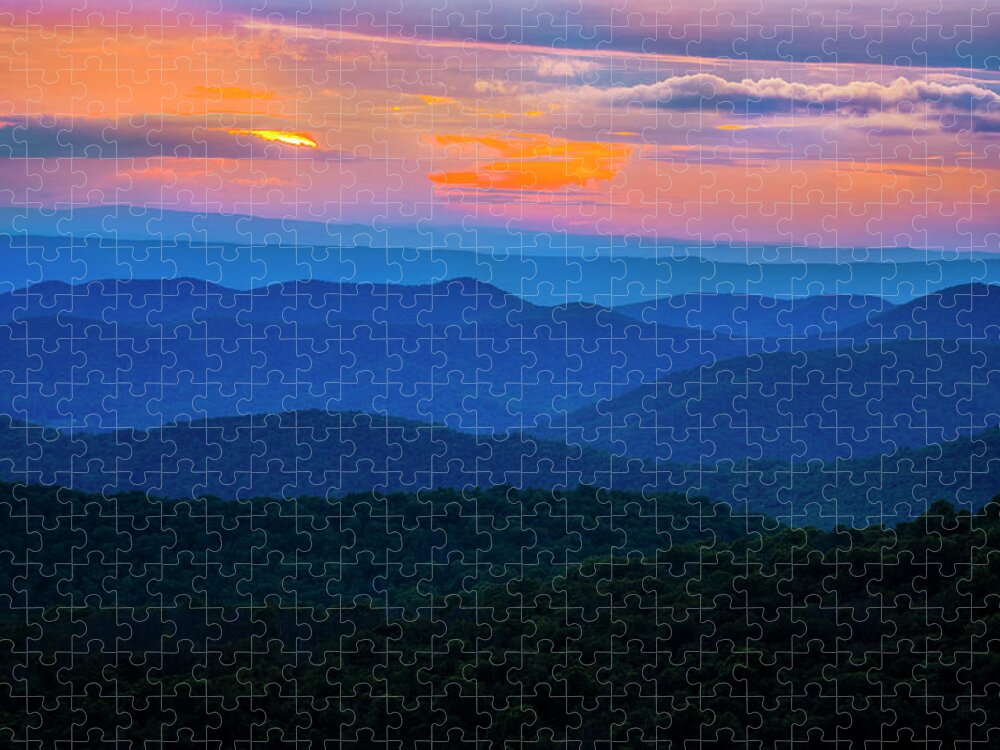 Blue Jigsaw Puzzle featuring the photograph Shenandoah Blues...And Orange by Mark Papke