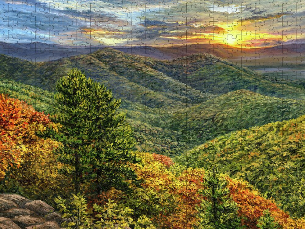 Shenandoah Jigsaw Puzzle featuring the painting Shenandoah Sunset by Steph Moraca