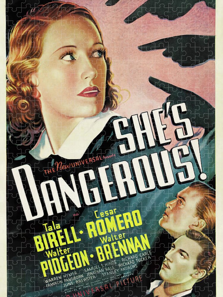 She's Jigsaw Puzzle featuring the mixed media ''She's Dangerous'', 1937 by Movie World Posters