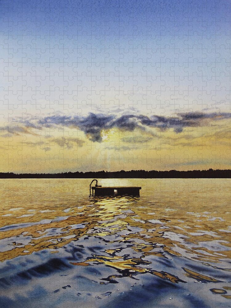Landscape Jigsaw Puzzle featuring the painting Shining Waters by Karen Richardson