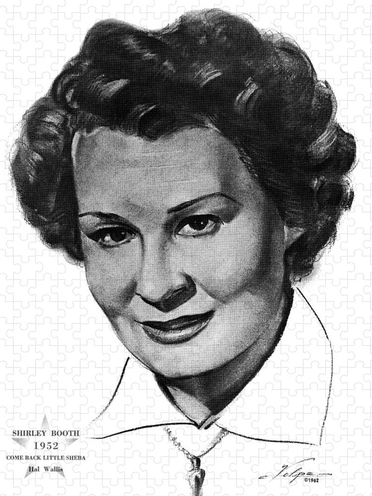 Shirley Jigsaw Puzzle featuring the drawing Shirley Booth by Volpe by Movie World Posters