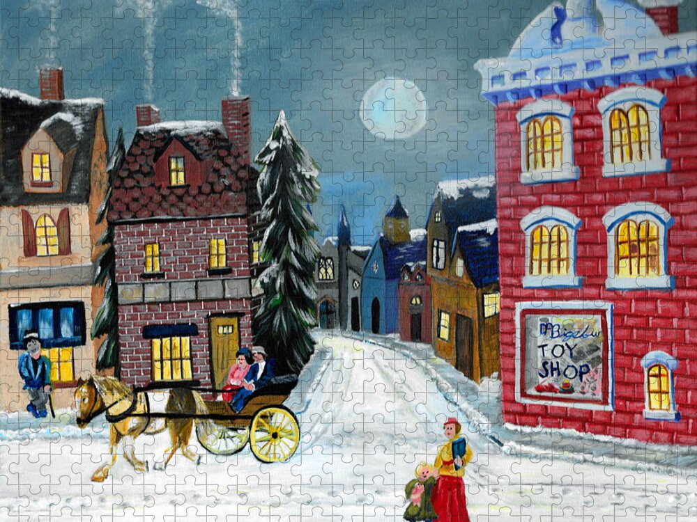 Snow Jigsaw Puzzle featuring the painting Shopping by David Bigelow