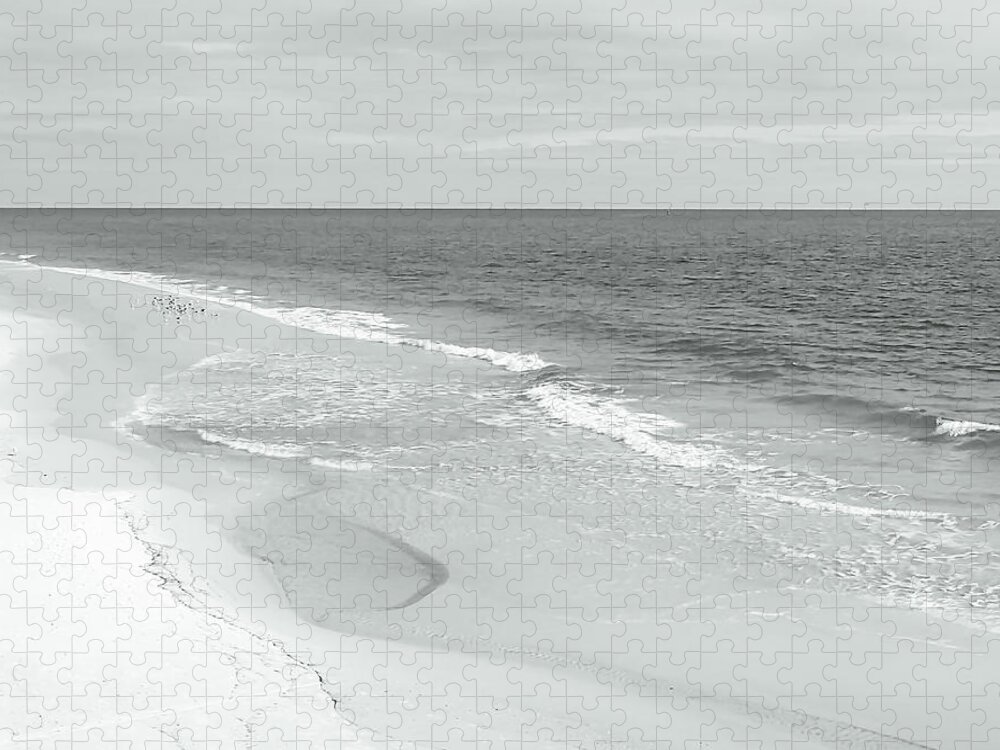 Beach Jigsaw Puzzle featuring the photograph Shoreline BW by Pamela Williams
