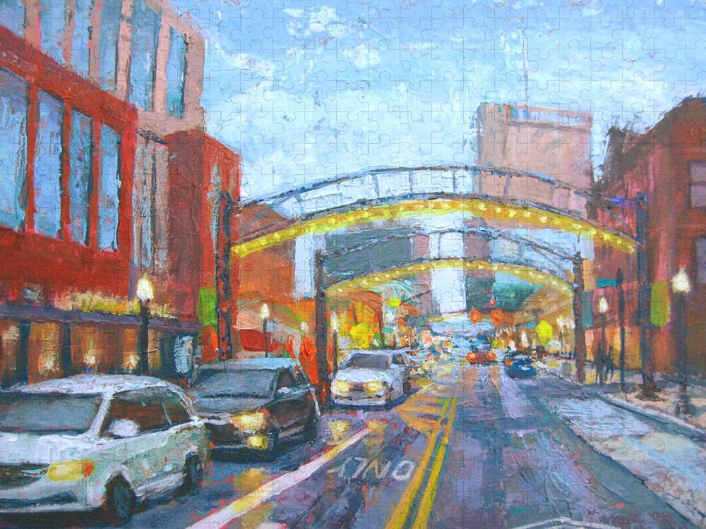Dusk Jigsaw Puzzle featuring the painting Short North Arches by Robie Benve