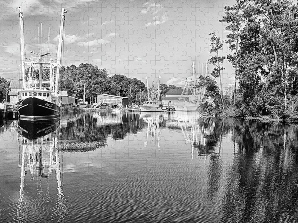 Trawler Jigsaw Puzzle featuring the photograph Shrimp Boats in Safe Harbor - Bayboro North Carolina by Bob Decker