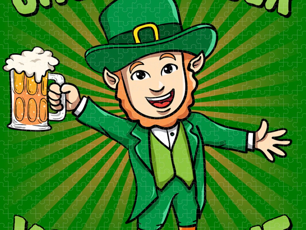 Cool Jigsaw Puzzle featuring the digital art Shut Up Liver Youre Fine Leprechaun Beer Drinking St Patricks Day by Flippin Sweet Gear