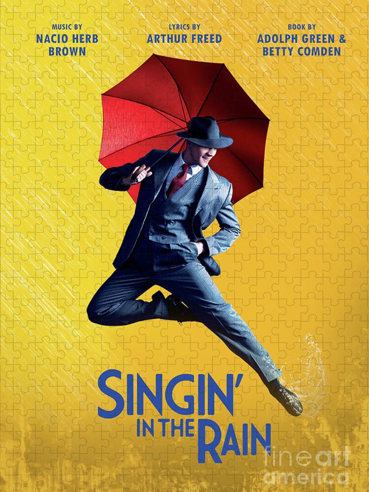 Musical Poster Jigsaw Puzzle featuring the digital art Singin In The Rain Musical by Bo Kev