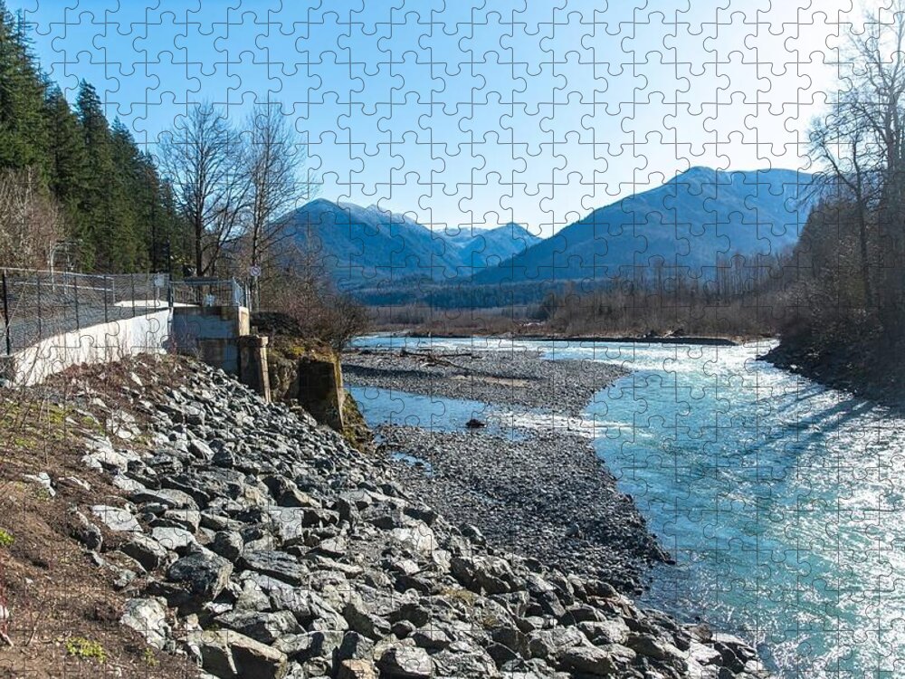 Six Bridges At Chilliwack River Jigsaw Puzzle featuring the photograph Six Bridges at Chilliwack River by Tom Cochran