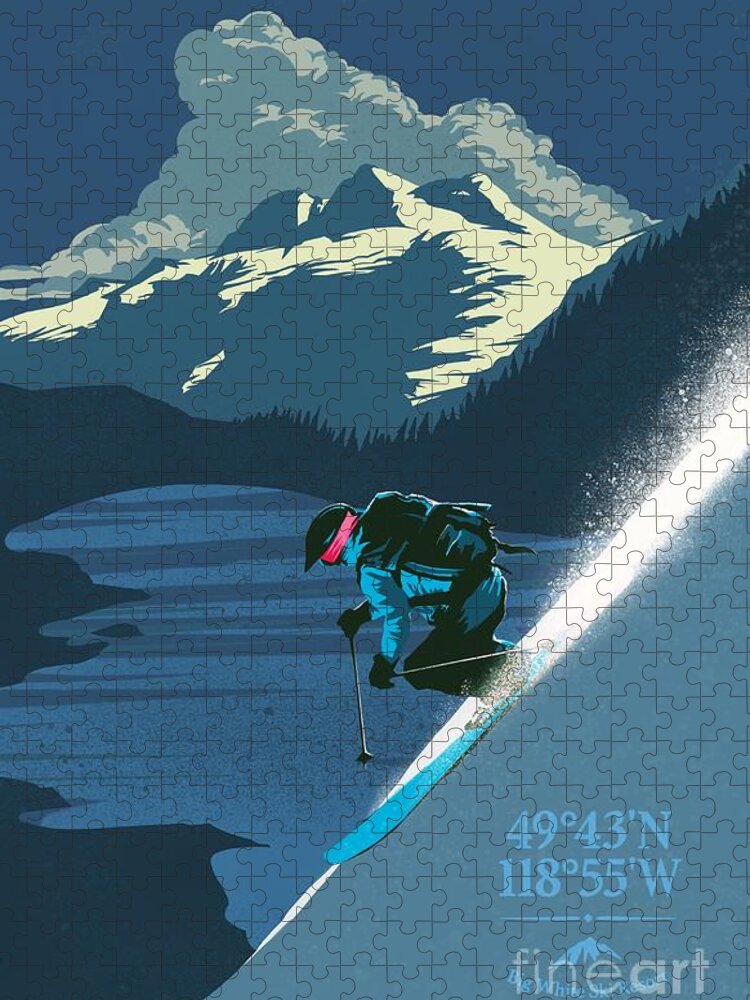 Retro Ski Art Jigsaw Puzzle featuring the painting Ski Big White Retro Travel Poster by Sassan Filsoof