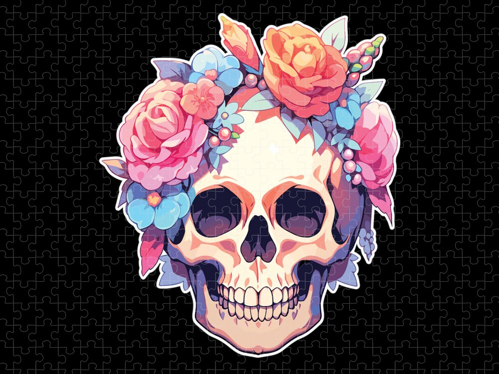 Skulls Skull Flowers Flower Skull Toten Skulls Jigsaw Puzzle by Steven  Zimmer - Pixels Puzzles