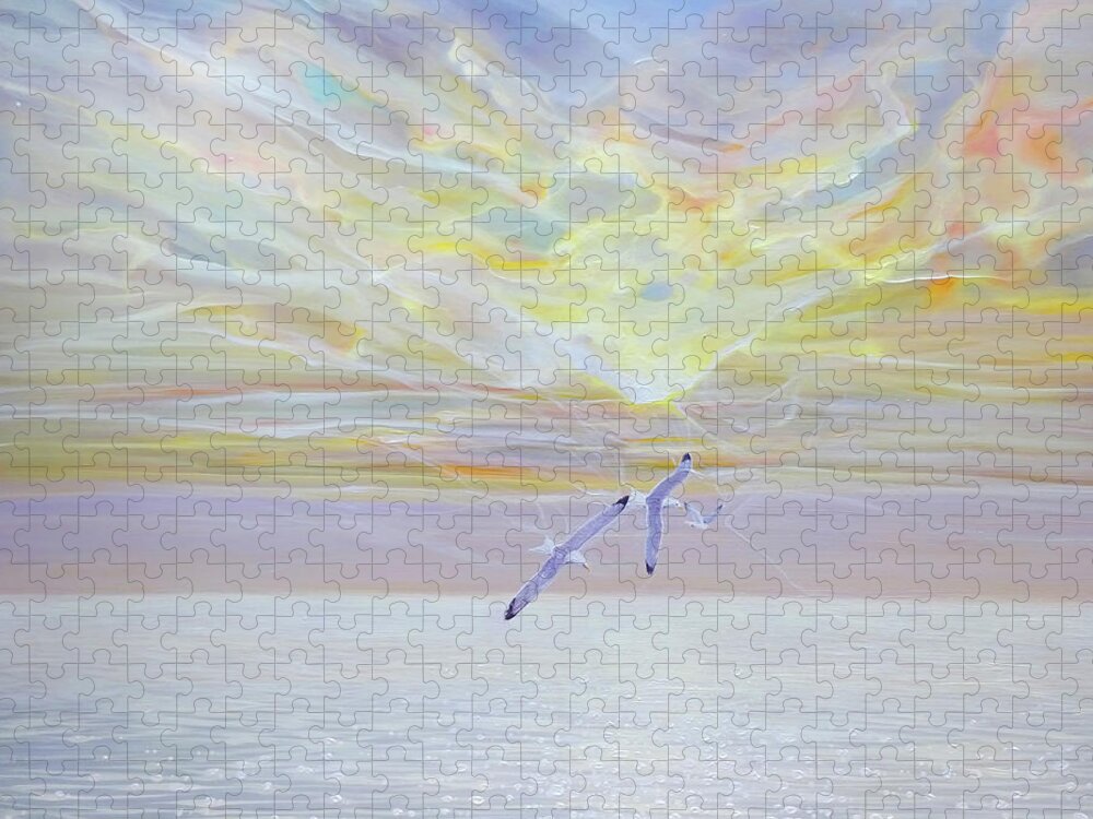 Sky Jigsaw Puzzle featuring the painting Sky Born by Gill Bustamante