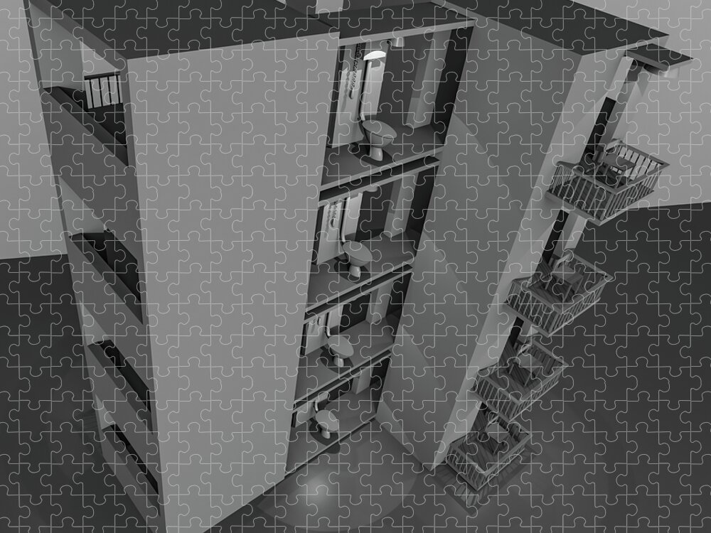 Toilet Humor Jigsaw Puzzle featuring the digital art Skyscraper Eight by Rolf Bertram