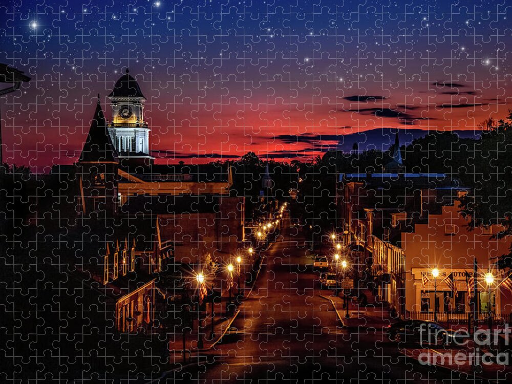 Sunset Jigsaw Puzzle featuring the photograph Sleepy little town of Jonesborough by Shelia Hunt